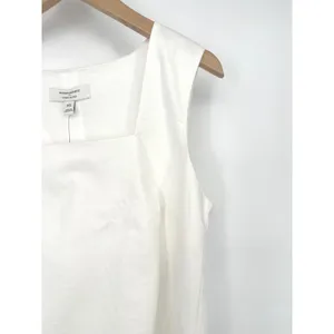 Banana Republic Linen Blend Top Women XS White Square Neck Tank Shell Minimalist thumbnail 2