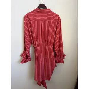 Bardot Malira Mini Shirt Dress US 4 Red White Striped Tie Front Preppy Vacation thumbnail 8