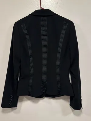 Cache Black vintage Y2K Pleated-Trim Tailored Blazer Size 6 thumbnail 4