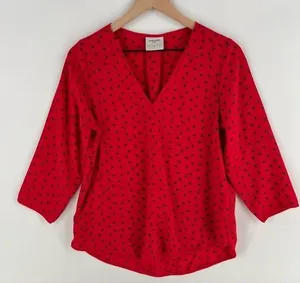 Vero Moda Novelty‎ Print Scissors Lightweight Chiffon V-Neck Top Hair Salon thumbnail 1