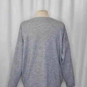 ZARA Heathered Gray Cinched Sweater V Neck Pullover Cinchable Cinched Top Large thumbnail 9