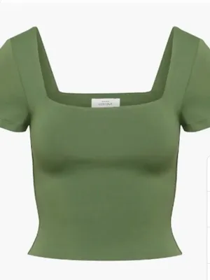 Aritzia Olive Green Square Neck Short Sleeve Bodysuit thumbnail 1