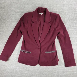 41 Hawthorne Tweed Blazer Womens Medikum Burgundy Jacket Elbow Patches Buttons thumbnail 11