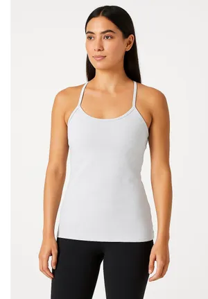 Lululemon Power Y Tank Top White Gray Athletic Racerback Shirt Womens Size 10 thumbnail 1