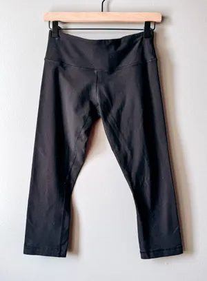 Lululemon Black High Rise Crop Leggings Size 6 thumbnail 1