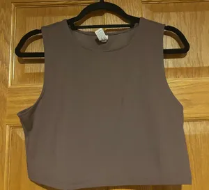 Yogalicious Brown Sleeveless Crop Top thumbnail 1
