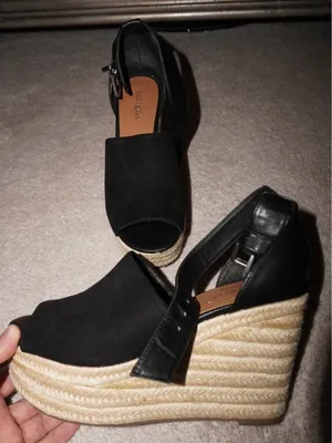 Black Espadrille Platform Sandals thumbnail 1