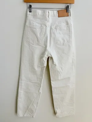 Zara The Bliss Straight Jeans Size 2 Color White Distressed Y2k thumbnail 12