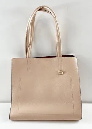 Banana Republic Leather Double Top Handle Tote Handbag Purse Blush Pink thumbnail 1