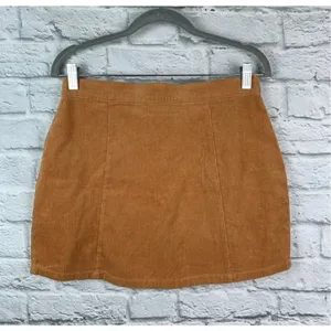 Womens Rue 21 Camel Ribbed Corduroy Button Down Mini Skirt - Sz M thumbnail 3