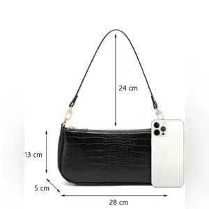 Classic Clutch Shoulder HandBag with‎ Zipper Closure Black thumbnail 3
