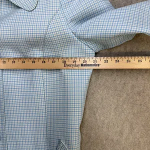Vintage London Fog Trench Coat Womens 16 Reg Blue Gingham Retro Mod Academic 70s thumbnail 5