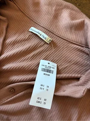 Abercrombie & Fitch Dress Ruched Knit Shirt Dress Medium Long Sleeve Button NWT thumbnail 3