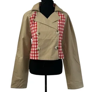 Anthropologie English Gingham Cropped Jacket(Size Medium) thumbnail 4