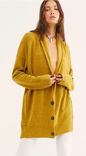 FREE PEOPLE Eucalyptus Cardigan Rainbow Heart Sweater thumbnail 1