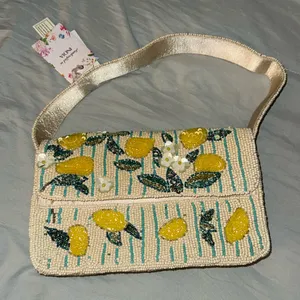 NWT Yellow and Green Floral with Lemons Beaded Bag Viral TikTok Marshall’s Bag thumbnail 1