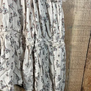 By Anthropologie Floral Block Print Puffy Zip Front Raw Edge Boho Blouse Large thumbnail 3