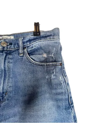 Abercrombie & Fitch Medium Wash Mom Shorts High Rise Cut Off Raw Hem Denim thumbnail 2