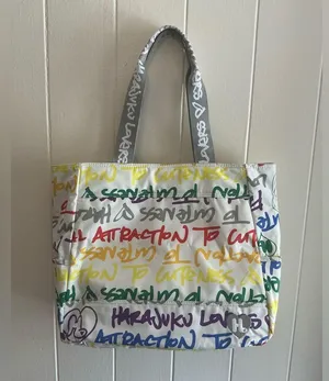 Rare HTF Vintage Y2K Harajuku Lovers Nylon Gwen Stefani XLarge Tote Handbag Bag thumbnail 2