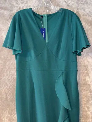 Carrotmob Women's V-Neck Flutter Sleeve Ruffle Hem Mermaid Dress, Size L thumbnail 2
