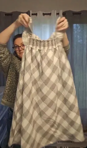 Hem & Thread White and Taupe Plaid Smocked Sundress thumbnail 1