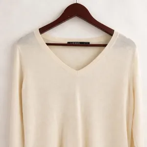 Lauren Ralph Lauren Sweater Women PS Cream Silk Blend Layered‎ Preppy Minimalist thumbnail 2