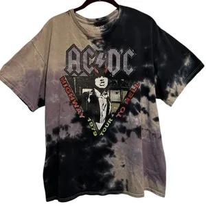 AC/DC 1979 Highway To Hell Tour Short Sleeve Tie Dye Tee XL thumbnail 1