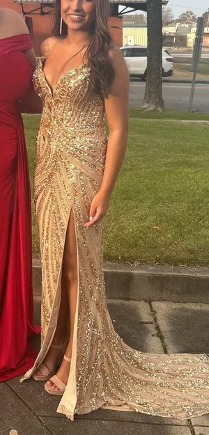 Ashley Lauren gold dress thumbnail 1