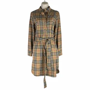 Burberry Giovanna Vintage Check Poplin Cotton Shirt Dress Beige Size 4 thumbnail 5