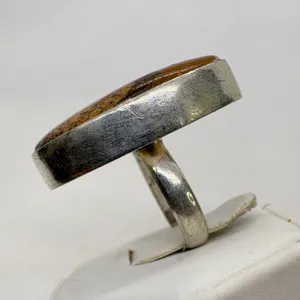 Vintage‎ Sterling Silver 925 Picture Jasper Oval Statement Ring Size 7 13.58g thumbnail 5