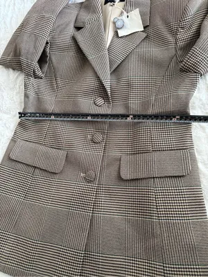 SER.O.YA Brown Plaid Blazer L Tailored Glen Check Quiet Luxury Jacket thumbnail 10
