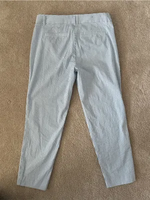 J.Crew Blue & White Striped Seersucker Tapered Ankle Pants‎ thumbnail 3
