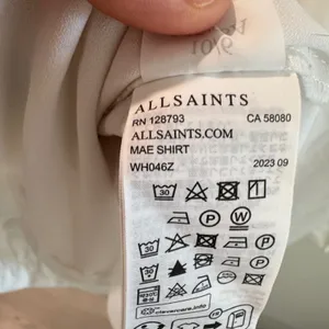 AllSaints Mae Shirt White Pleated Bib Tuxedo Blouse Organic Cotton‎ US 6 thumbnail 6