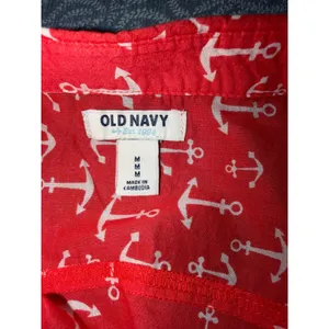 Anchor Print Shirt‎ Red White Cotton Old Navy Button Down Long Sleeve Sz M thumbnail 5