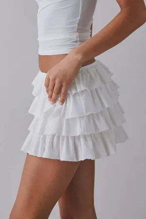 Urban Outfitters Out From Under Cammy Ruffle Trim Micro Skort White NWT Size XS MSRP $45 thumbnail 3