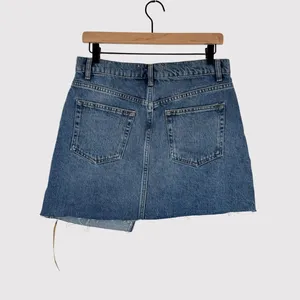 NEW Reformation Womens Mini Skirt Blue Ellie Asymmetric Denim Organic Cotton 28 thumbnail 2