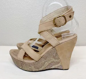 UGG Arian Snake Platform Wedge Ankle Wrap Tan Leather Sandals Womens Size 7.5 thumbnail 15