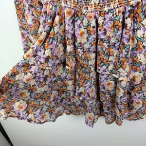 Entro Floral Smocked Tiered Mini Dress Romper Medium Cottage Boho Festival Flowy thumbnail 4