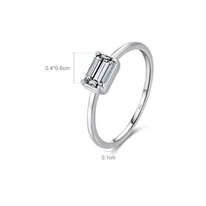 NEW Emerald‎ Cut 5A CZ Ring | Rhodium 925 Sterling Silver, 6 thumbnail 8