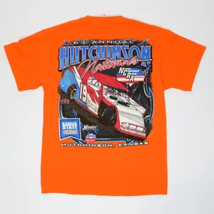 Neon Orange Hutchinson Nationals Sprint Car Racing Graphic T-Shirt thumbnail 1