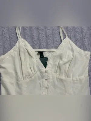 wild fable Ivory Button-Front Slip Dress thumbnail 6