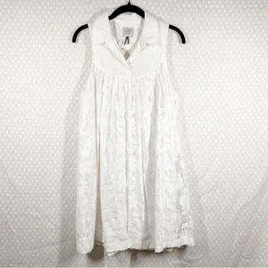 Anthropologie HD In Paris White Floral Lace Poplin Swing‎ Dress thumbnail 2