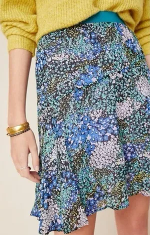 Anthropologie Maeve Cottage Floral Abstract Chiffon Skirt Women’s Sz L NWT $99 thumbnail 1