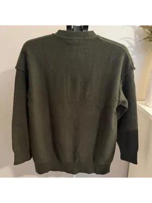Fashion Crewneck Button Sweater Green thumbnail 6
