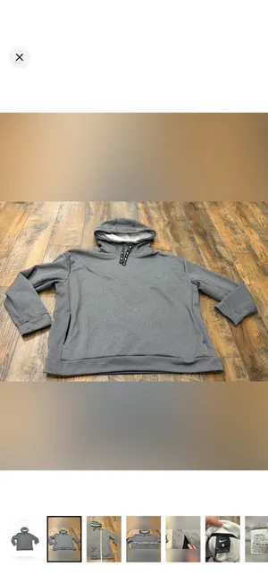 Nike Hoodie Sweatshirt Women’s Size Large Gray Fleece Pullover Side Pockets Logo thumbnail 2