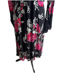 Billabong Women's Floral Whispers Wrap Dress Size Med Black Multi Bell Sleeves thumbnail 9