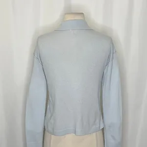 Anthropologie PILCRO The Jensen‎ Cashmere Crop Polo Sweater Soft Sea Dog X-Small thumbnail 9