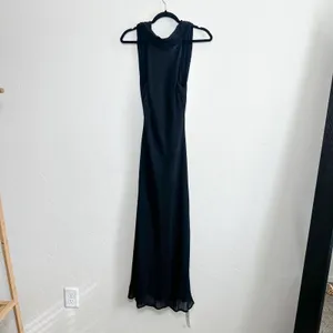 Reformation‎ | NWT Portia Scarf High Draped Neck Open Cowl Back Midi Dress Black thumbnail 3