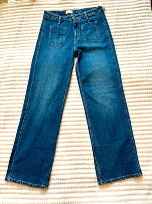 - Anthropologie Pilcro Vintage Column HighRise Wide Leg Jeans Size 31 Inse… thumbnail 1