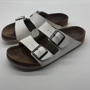 Birkenstock Arizona White Birko-Flor Two Strap Slide Sandals Womens 40 L9 M7 thumbnail 2